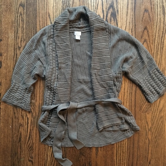 H&M Sweaters - H&M belted open cardigan deep olive grey sz Small